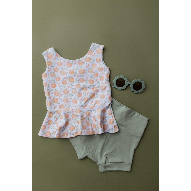 Georgia Peach Peplum Top|6 Months|12 Months|18 Months|2T|3T|4T|5T|6T|Classic Tank|Long Sleeve