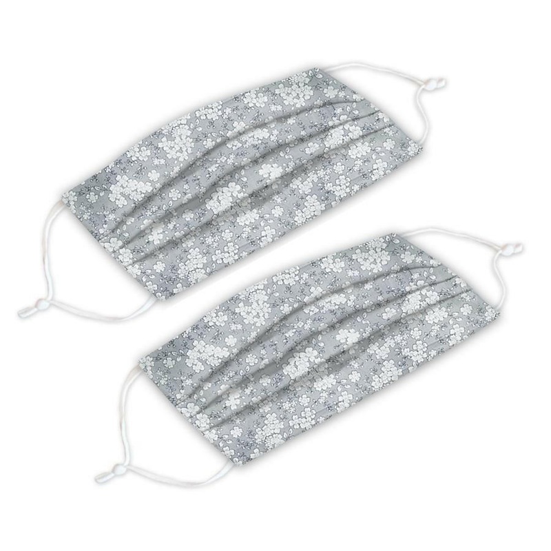 Gray Floral Print Adult Face Cover 2 Pack Set