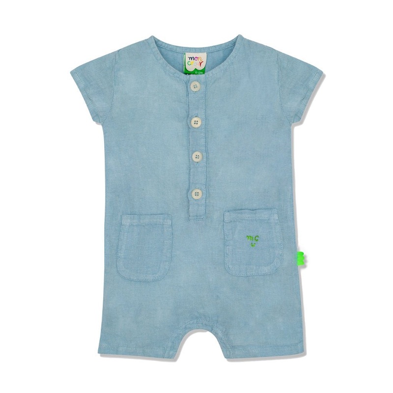 MC Baby Blue Linen Romper – Slate Blue