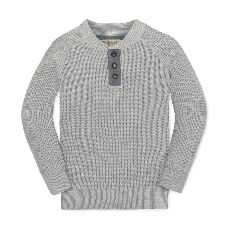 Organic Sweater Henley with Elbow Patches
