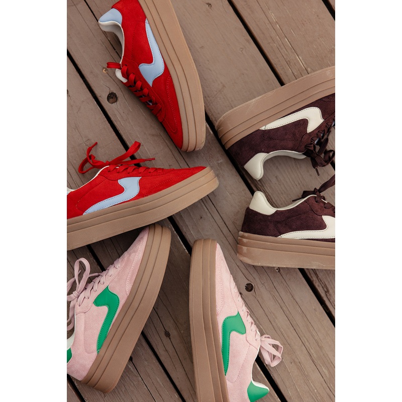 Shelby Platform Sneakers|Saddlebrown|Red|Pink|5.5|6|6.5|7|7.5|8|8.5|9|10