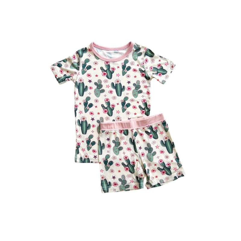 Bamboo Two Piece Shorts Set | Cactus Flowers