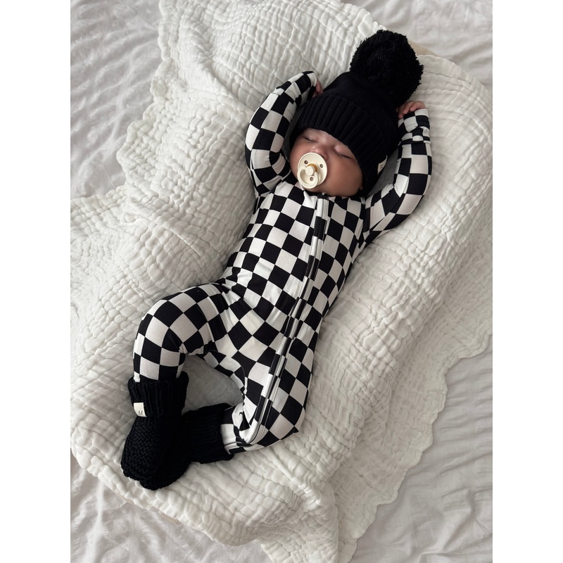 Checkered Bamboo Jumpsuit|Newborn|0-3m|3-6m|6-12m|12-18m|18-24m|Midnight Checker