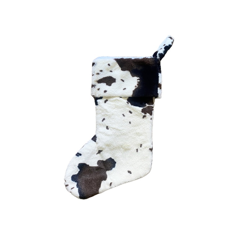Cowhide faux fur Christmas Stocking #2