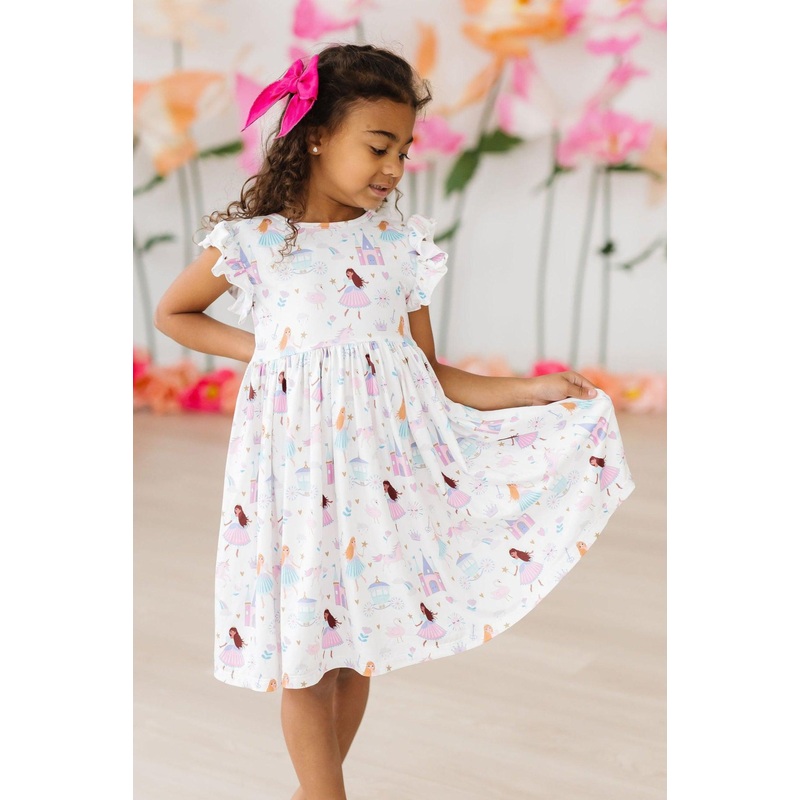 Fairy Princess Flutter Sleeve Twirl Dress