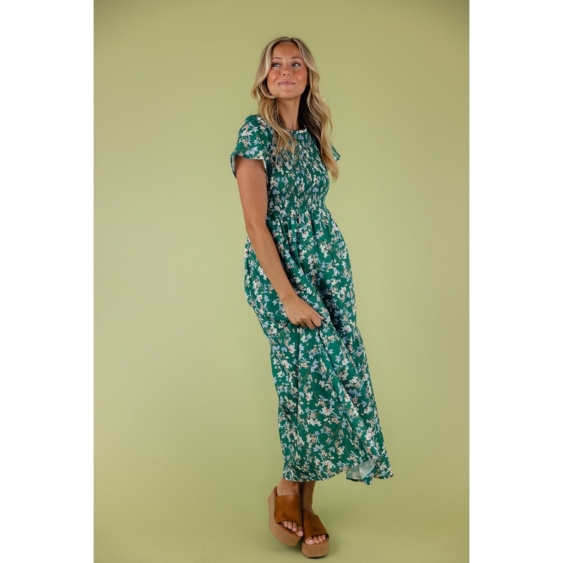 Falling In Love Smocked Maxi|DarkGreen|XS|S|M|L|XL