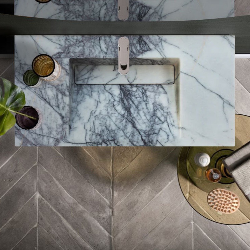 New York Marble Wall-mount Bathroom Sink with Drain Cap (W)20 (W)40 (H)8