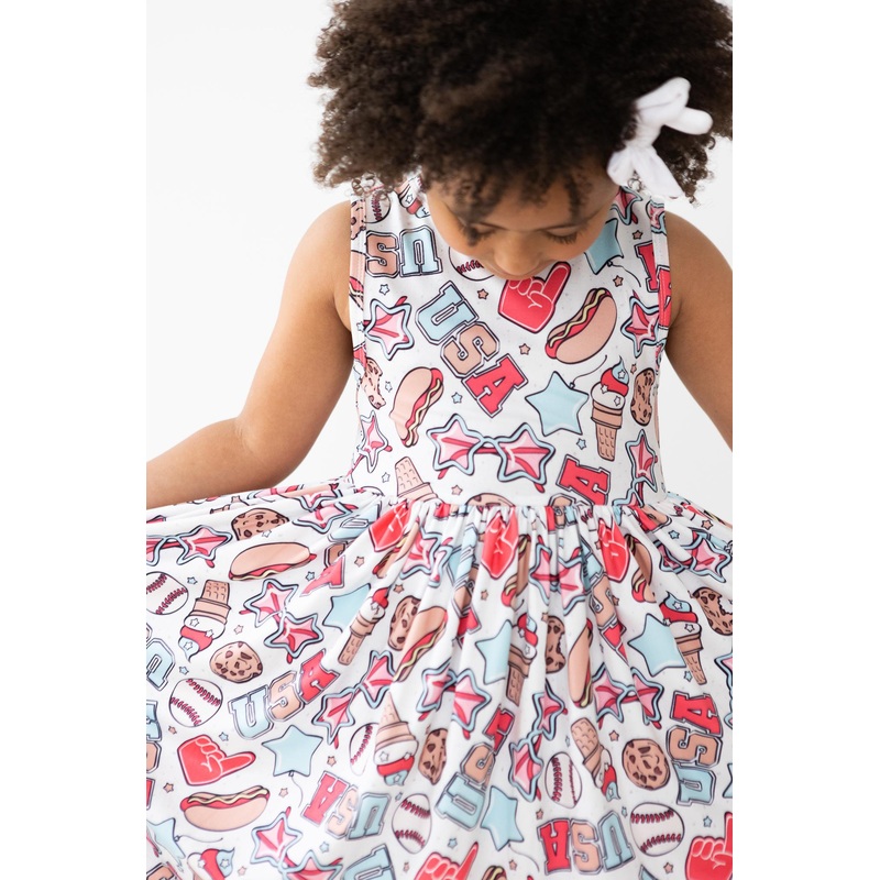 Red, White & BBQ Tank Twirl Dress