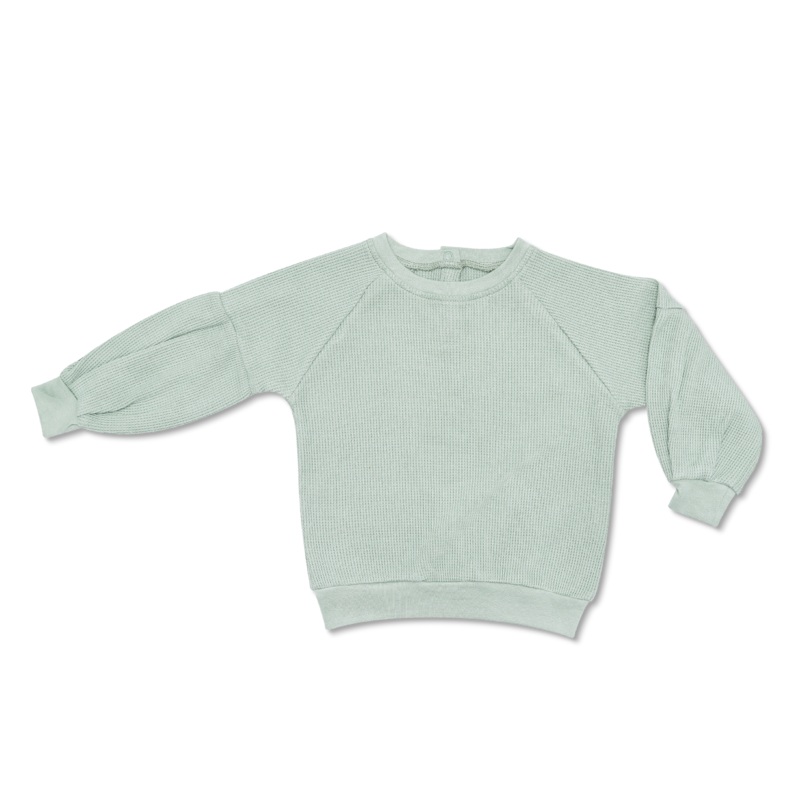 Waffle Balloon Sleeve Sweatshirt – Sage