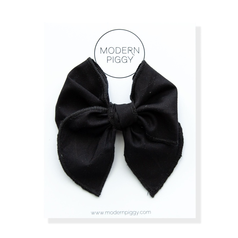 Black | Petite Party Bow|Alligator Clip|Nylon Headband