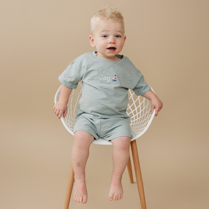 Custom Embroidered Organic Cotton Shorts Set – more colors