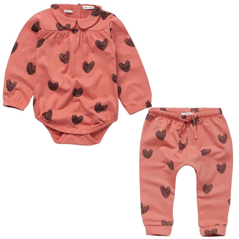 Heart Print Romper & Pants Set – Faded Rose