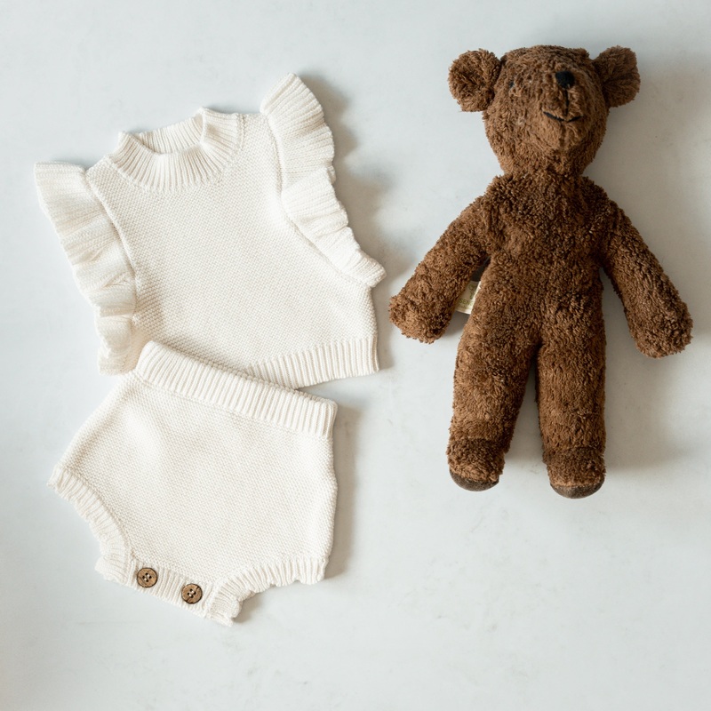 Knit Ruffle Set|NB|0-3M|3-6M|6-9M|9-12M|12-18M|18-24M|2-3T|Cream