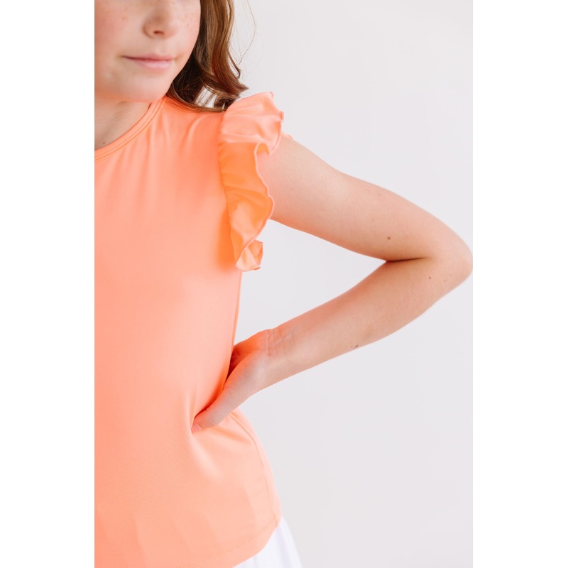 Neon Coral S/S Ruffle Tee|6-12M|12-24M|2T|3T|4T|5/6|7/8|9/10