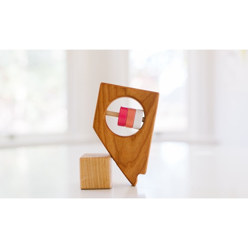 Nevada State Wooden Baby Rattle