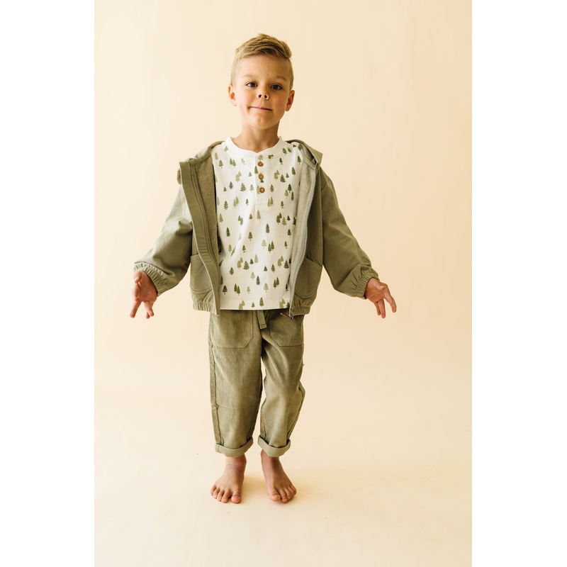 Organic Fleece Hooded Jacket – Olive