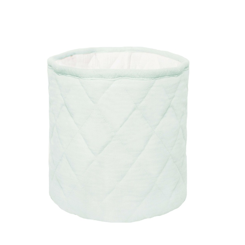QUILTED MUSLIN BIN SET OF 2 POWDER BLUE WHITE