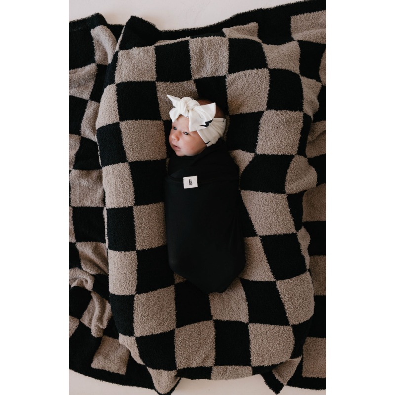 Bamboo Head Wrap  | White + Black Bolt