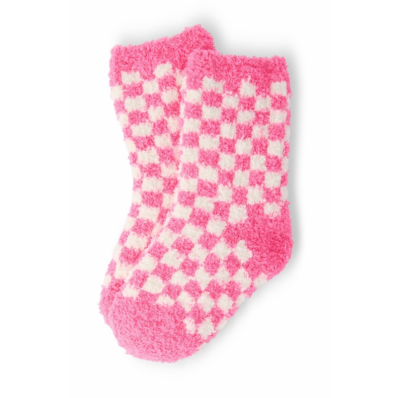 Bright Pink Checker Cozy Socks