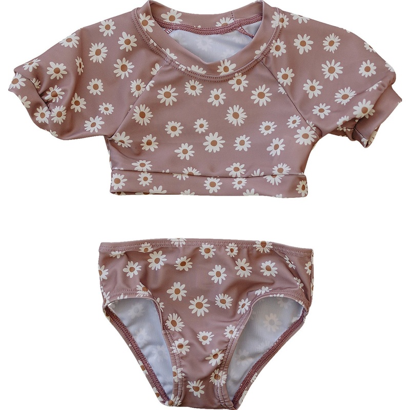 Daisy Short Sleeve Bikini Set|0-3|3-6|6-12|18|2T|3T|4T|5T