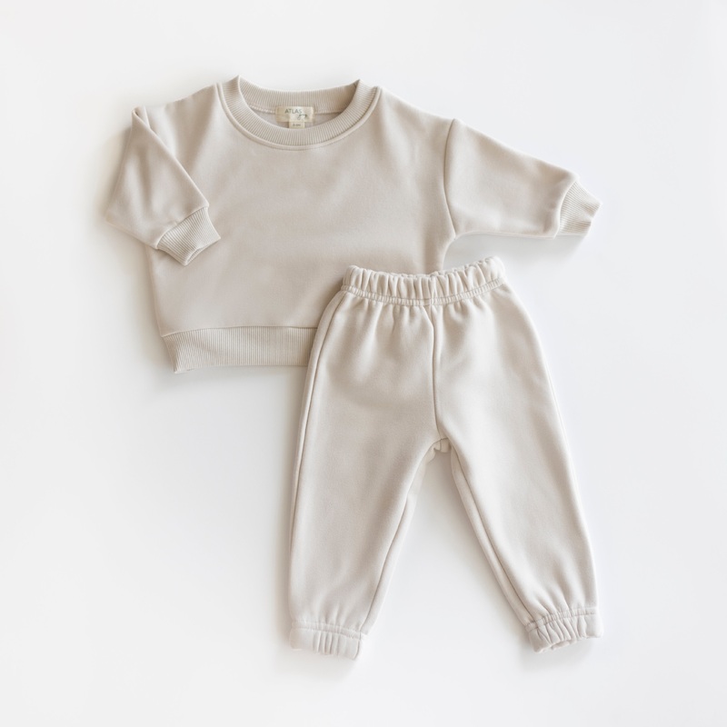 Fleece Sweat Set|NB|0-3M|3-6M|6-9M|9-12M|12-18M|18-24M|2-3T|3-4T|4-5T|5-6T|Heathered Grey|Bone|Wheat
