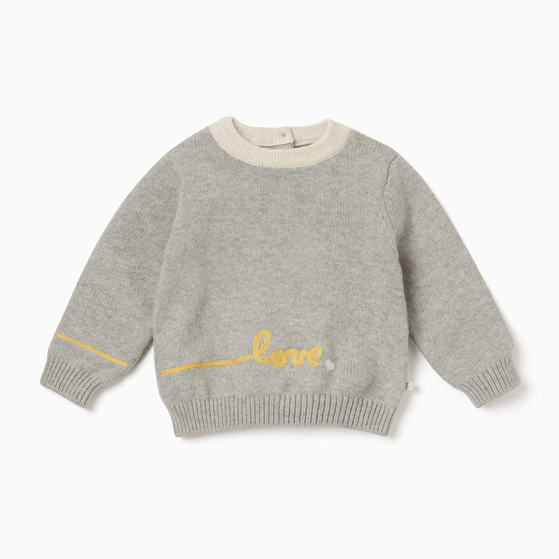 Knitted Slogan Jumper – Grey|6-9m|9-12m|12-18m|18-24m|2-3yr|3-4yr|4-5yr|5-6yr