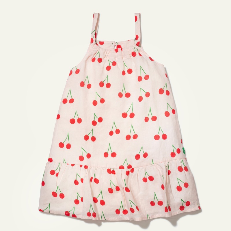 Linen Cherry Strappy Kid Dress