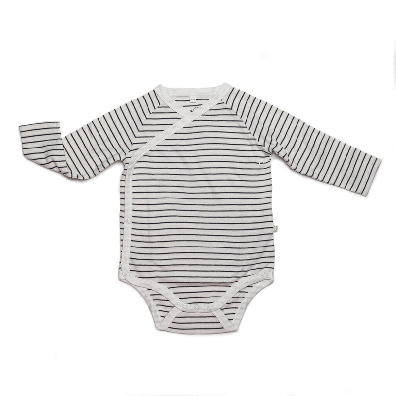 Long Sleeve Kimono Bodysuit – Grey Stripes
