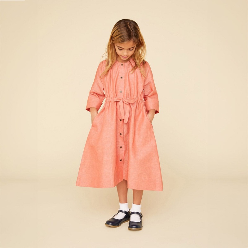 Organic Cotton Linen Trench Dress – Burnt Sienna