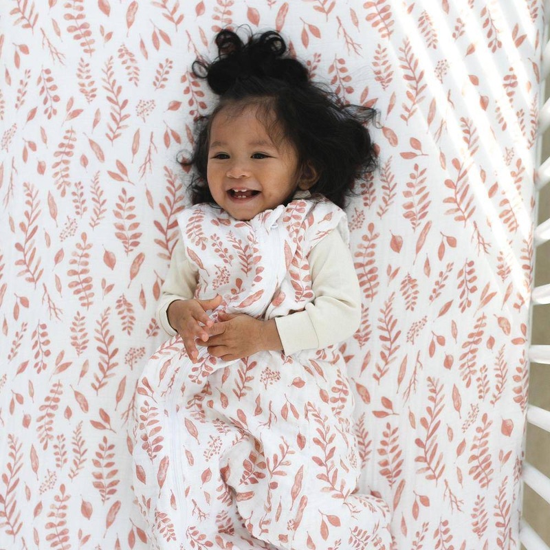 Pink Leaves Crib Sheet