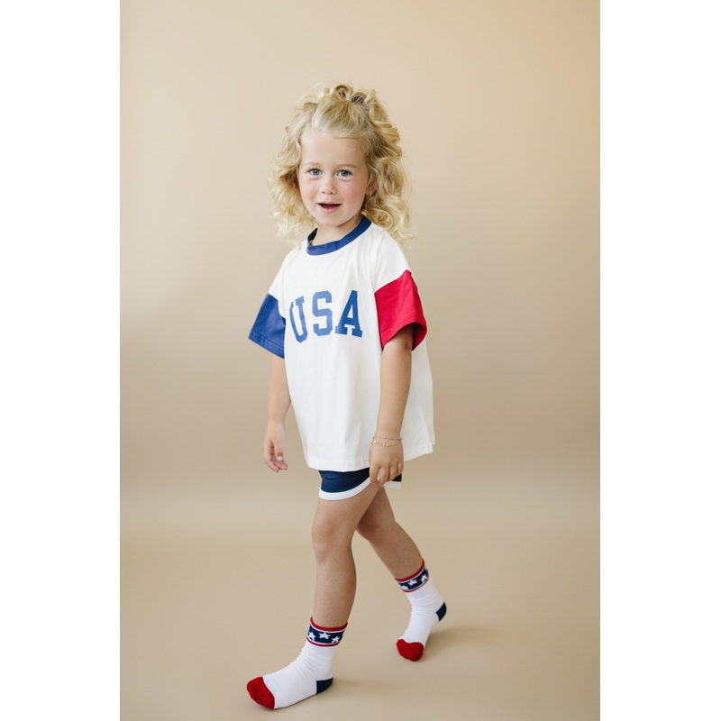 USA Colorblock Oversized Tee|6-12 Months|12-24 Months|2T|3T|4T|5|6|7/8