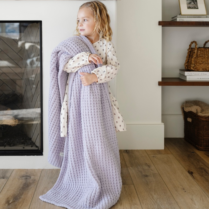 WAFFLE KNIT TODDLER BLANKETS|Rosette|Elm|Wheat|Wisteria|Blue Jay|Swan