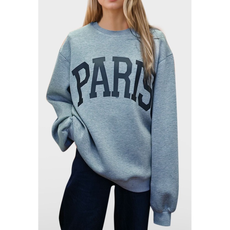 Basic Bae PARIS Round Neck Long Sleeve Air Scuba Sweatshirt