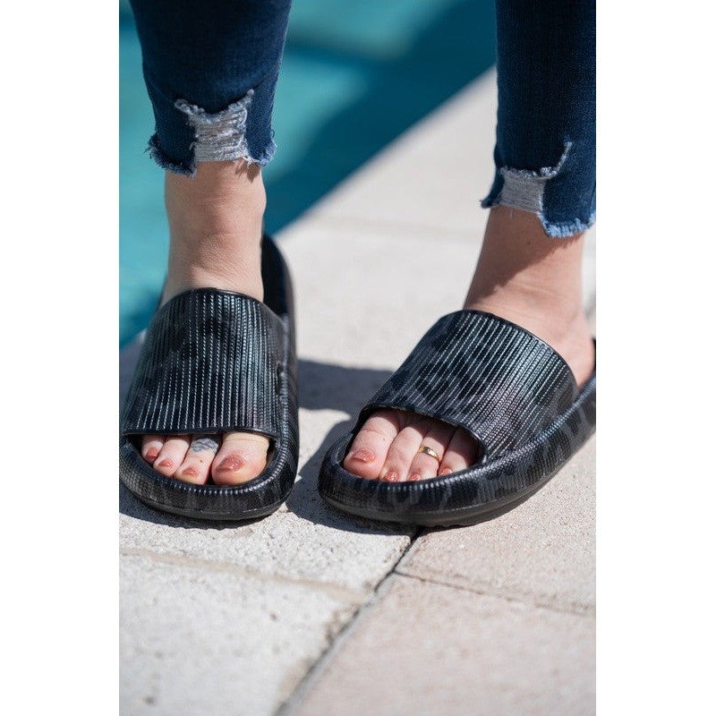 Black Leopard insanely Comfy Slides