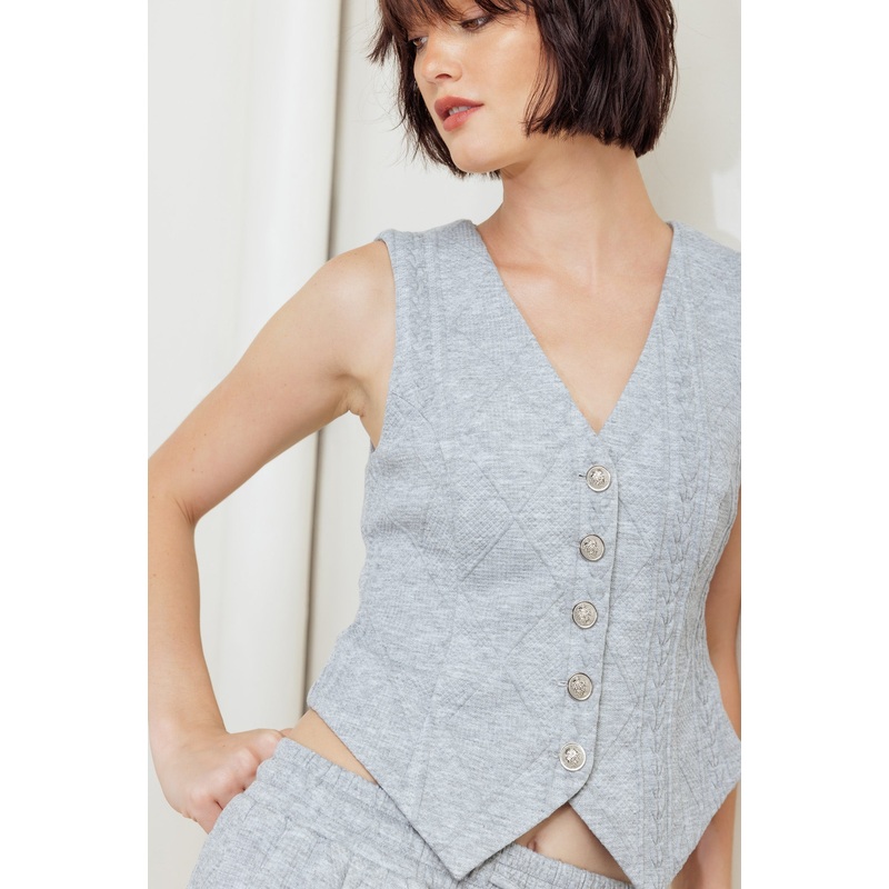 CITY RIVETS KNIT VEST|H.GREY|S|M|L