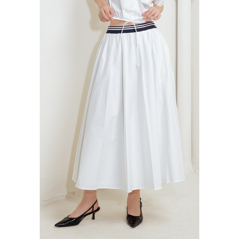 COASTAL COLLAR WOVEN MIDI SKIRT