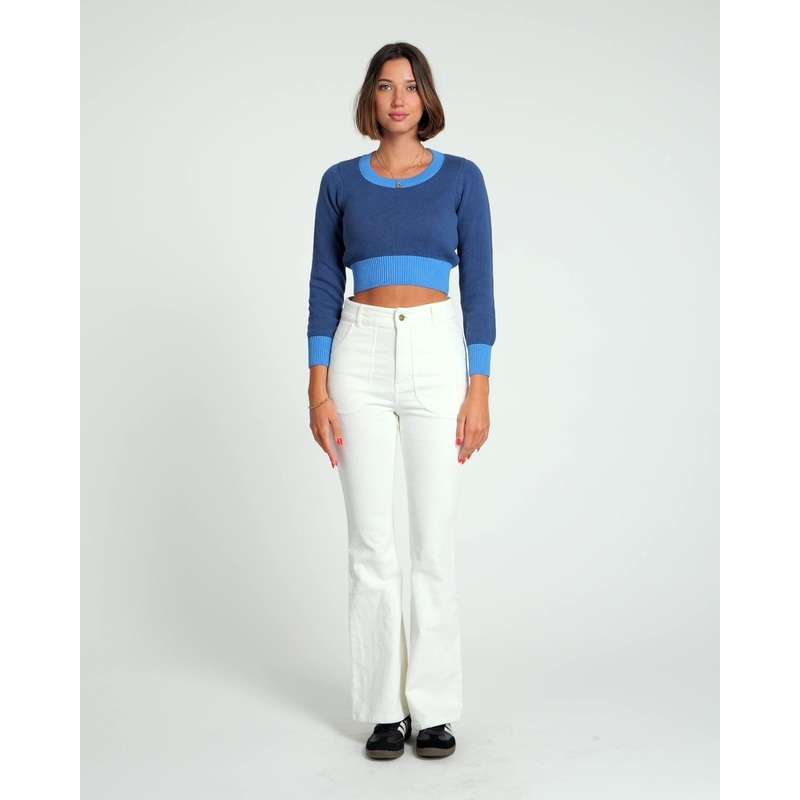 Crop Sweater (Navy/Blue Poppy)