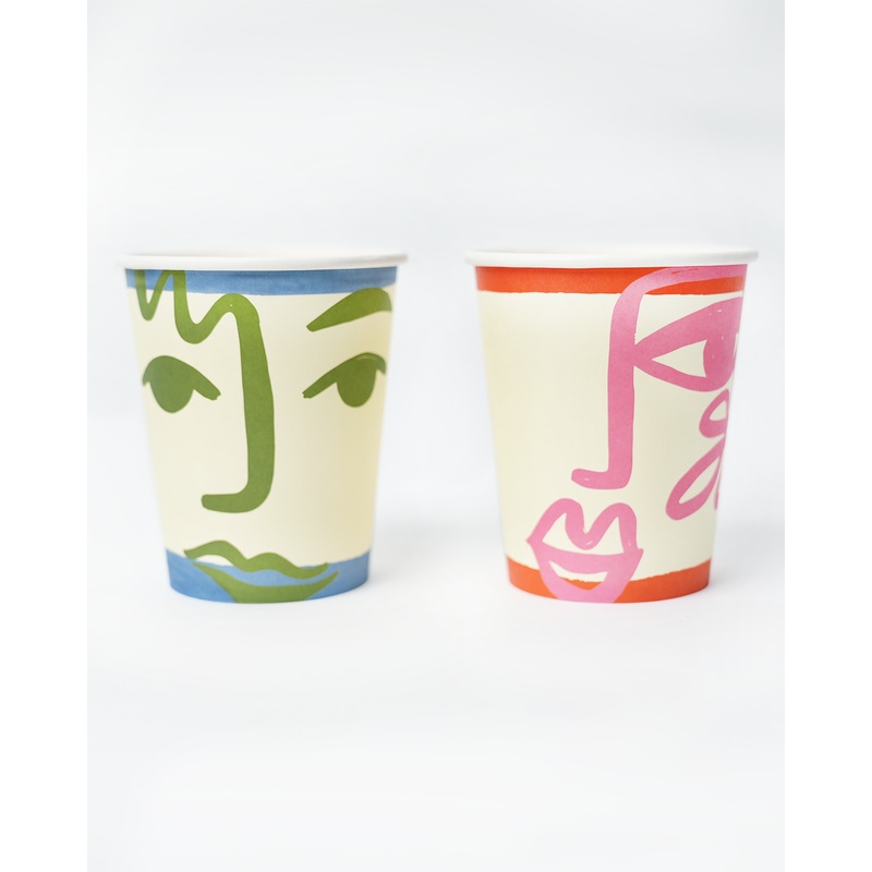 Face Party Cups (x 12) – Art Party Theme