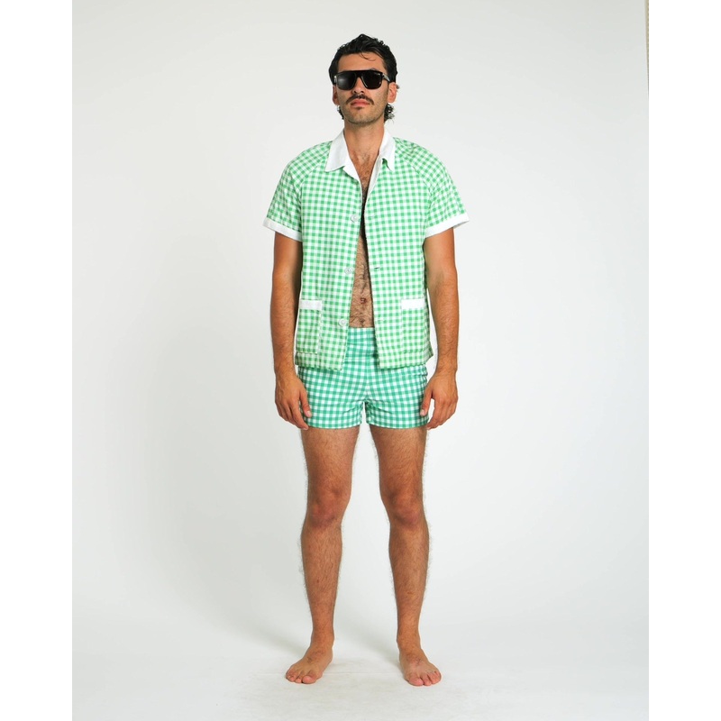 Gingham Cabana Shirt (Green)|S|M|L|XL|XXL