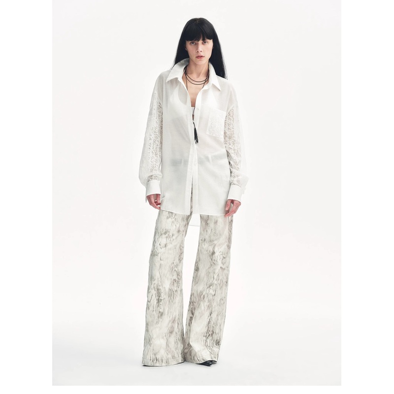 Ideal Spring Day Jacquard Hollow Drop Shoulder Shirt Summer