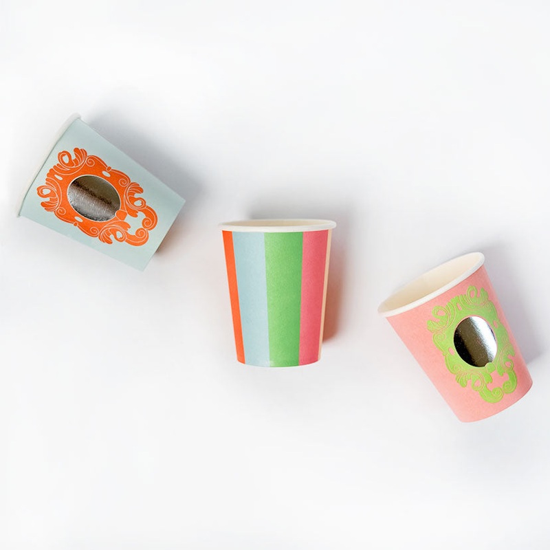 Mirror Mirror and Striped Cups (x 12) – Princess Party