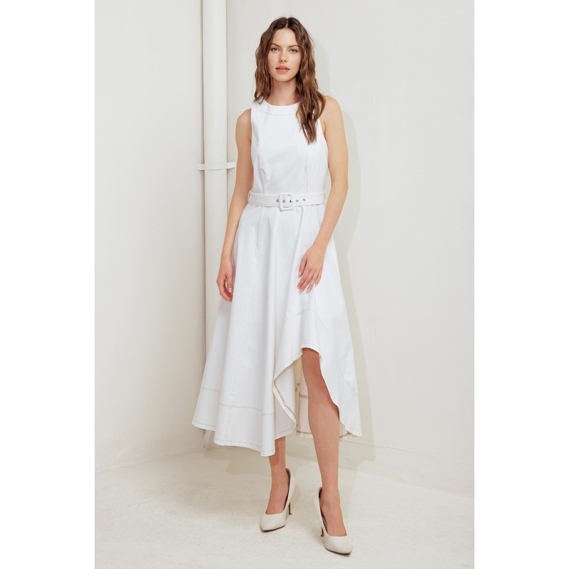 POETS MUSE WOVEN MIDI DRESS|WHITE|S|M|L