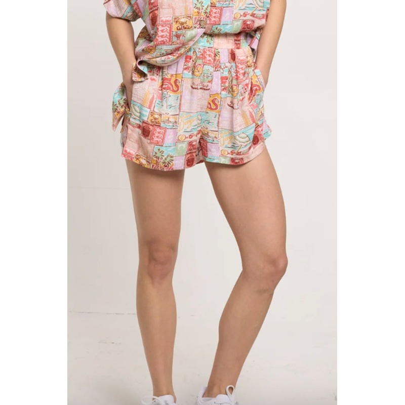 Postcard Elastic Shorts|Multicolor|S|M|L|XL