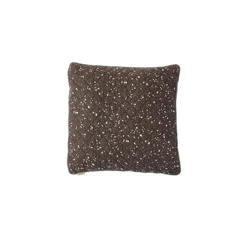 Quilted Aya Cushion – Brown / Offwhite