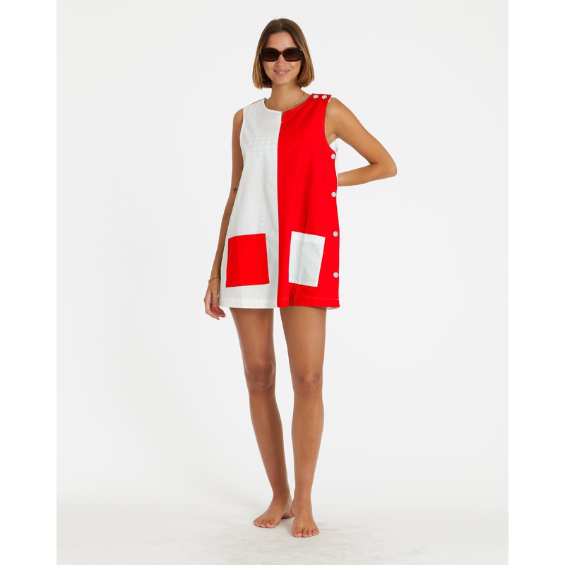 Two-Tone Smock (Red/White)|S|M|L|XL