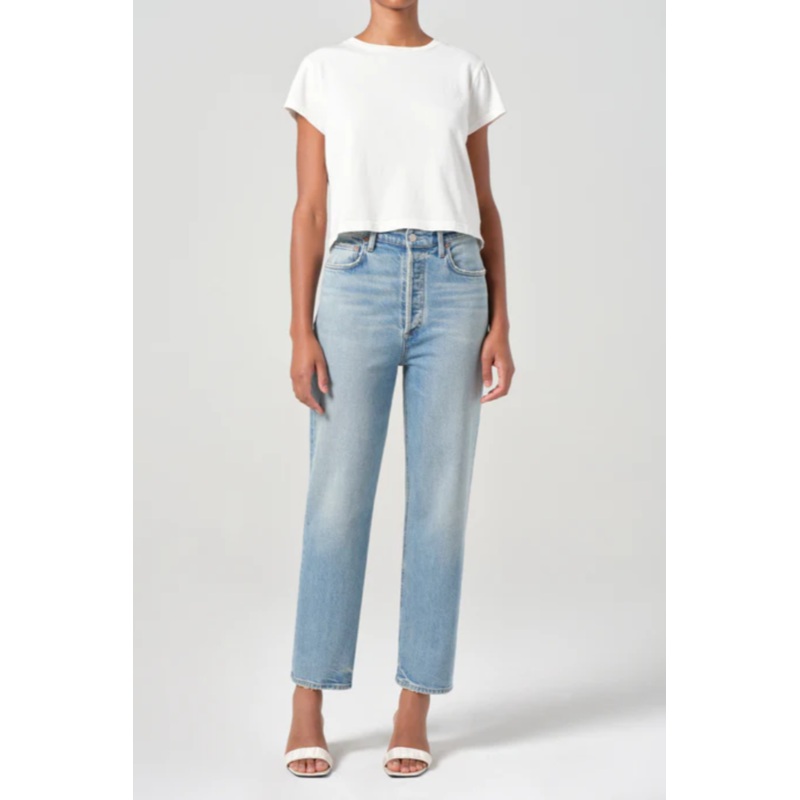 90s Pinch Waist Crop Jean in Ripple