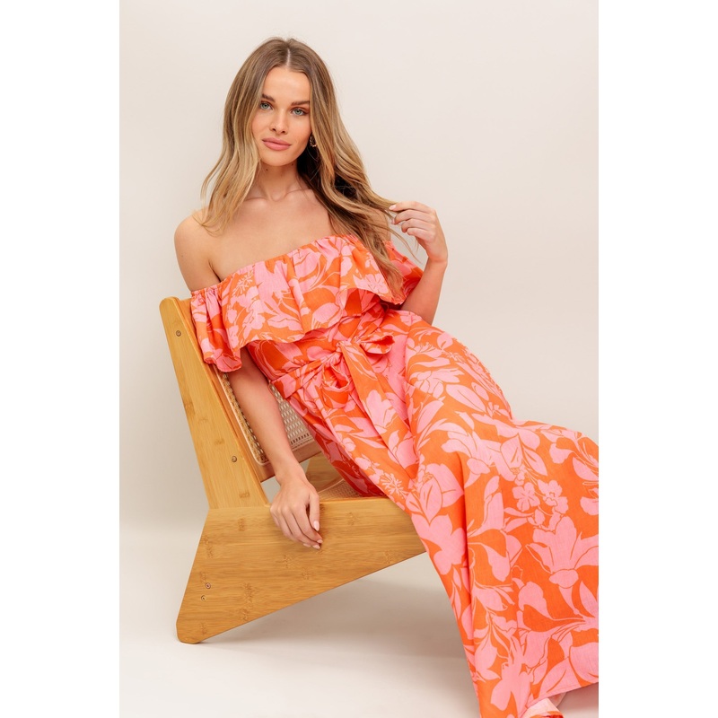 CITRUS GARDEN WOVEN MIDI DRESS