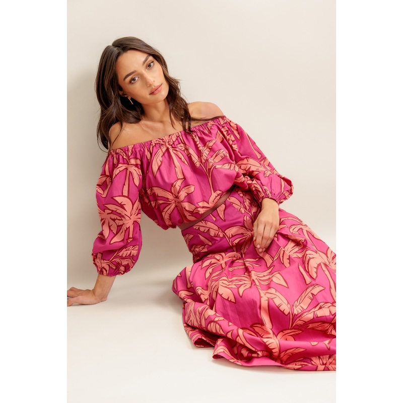 PARADISE MATCH WOVEN TOP AND SKIRT SET