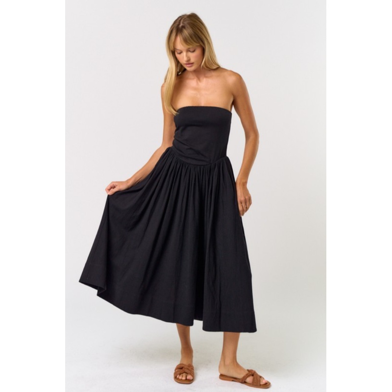 Strapless Maxi Dress|Black|S|M|L