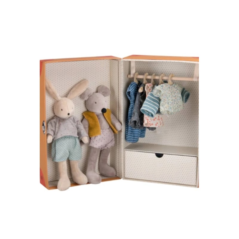 Suitcase Rabbit & Mouse Wardrobe – Stuffed Toy